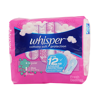 BĂNG VỆ SINH BẢO VỆ MỀM MỎNG KHÔNG CÁNH WHISPER COTTONY SOFT PROTECTION REGULAR WITH WINGS 8'S