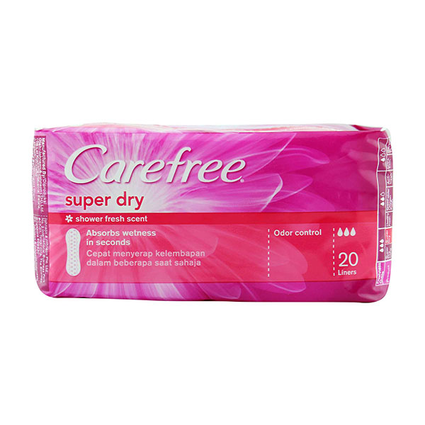 BĂNG VỆ SINH CAREFREE SUPER DRY SHOWER FRESH SCENT PANTY LINERS 20'S