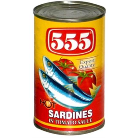 CÁ HỘP SỐT CÀ CHUA 555 SARDINES CANNED IN TOMATO SAUCE ĐỎ 155g