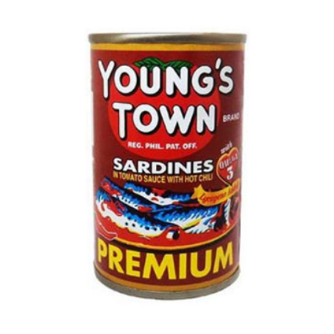 CÁ MÒI HỘP SỐT CÀ CHUA CAY YOUNG'S TOWN SARDINES CANNED IN TOMATO SAUCE WITH HOT CHILI ĐỎ NEW 155g