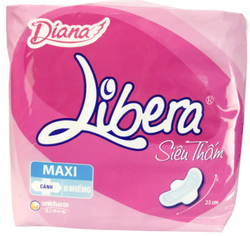 8040 BĂNG VỆ SINH DIANA LIBERA SIÊU THẤM MAXI CÓ CÁNH 23CM 8 MIẾNG 